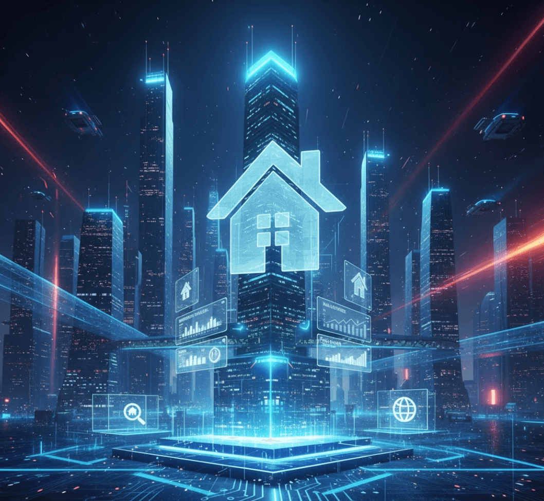 Modern estate agent website platform showing property listings, CRM dashboard, and lead management tools - all-in-one solution for estate agents and letting agents